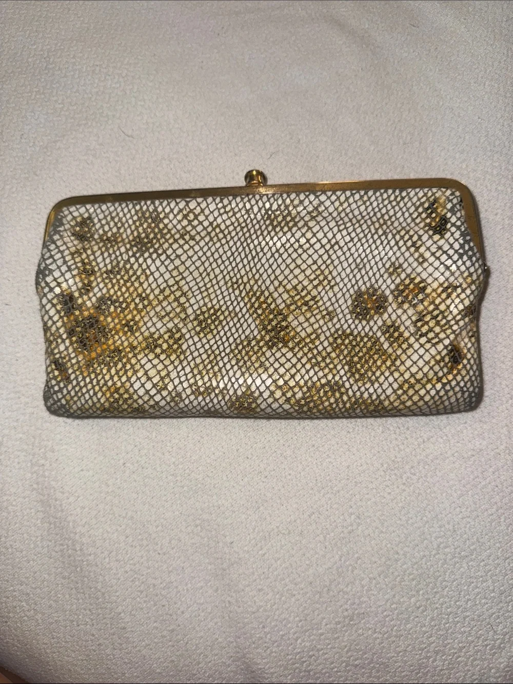 HOBO Gold Mesh Floral Evening Clutch